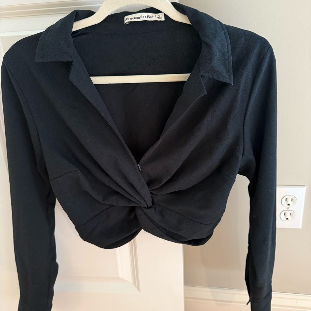 Abercrombie & Fitch Black Twist-Front Button Down Shirt